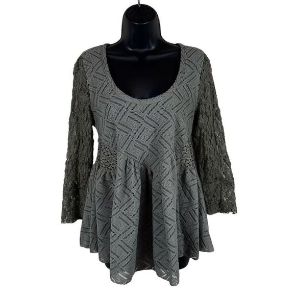 Free People ￼Gracie Brushed Lace Layered Tunic Top Women’s Size Small - Picture 1 of 7
